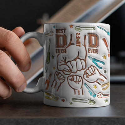 Gifts for Dad Personalized Names Custom 1-6 Kids 3D Inflated Effect Printed Mug Happy Father's Day - mysiliconefoodbag