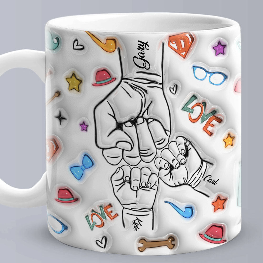 Gifts for Dad Custom 1-6 Kids Personalized Names 3D Inflated Effect Printed Mug Father's Day Gifts