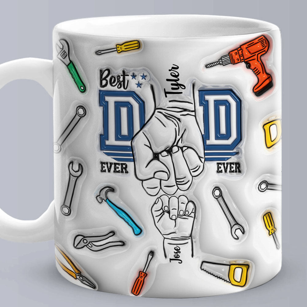 Custom Names 3D Inflated Effect Printed Mug Best Dad Ever 1-6 Kids Personalized Father's Day Gifts