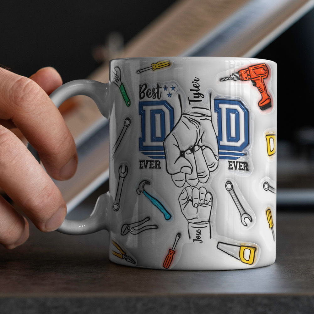 Custom Names 3D Inflated Effect Printed Mug Best Dad Ever 1-6 Kids Personalized Father's Day Gifts