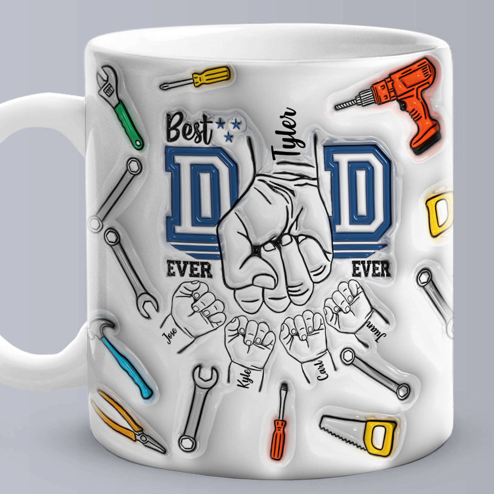 Custom Names 3D Inflated Effect Printed Mug Best Dad Ever 1-6 Kids Personalized Father's Day Gifts