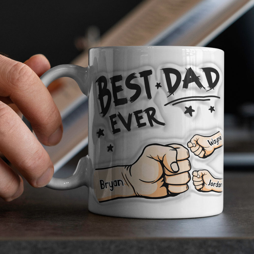 Custom 1-6 Kids Personalized Names 3D Inflated Effect Printed Coffee Mug You are My Best Dad Father's Day Gift