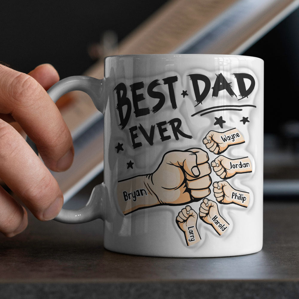 Custom 1-6 Kids Personalized Names 3D Inflated Effect Printed Coffee Mug You are My Best Dad Father's Day Gift