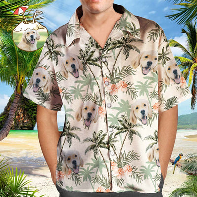 Custom Hawaiian Shirt with Dog Face Vintage Hawaiian Beach Shirts Gifts for Pet Owner Gifts for Pet Lover