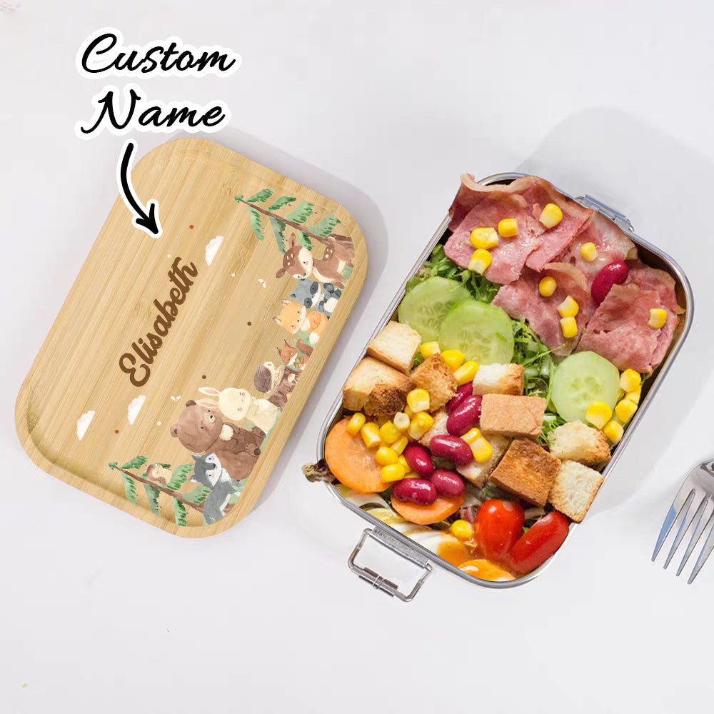 Personalized Lunch Box for Children Custom Stainless Steel Lunch Box with Name Back to School Gift for Children