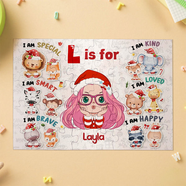 Jigsaw Puzzle Personalized - Playful Christmas Kid Puzzle - Gift For Kids, Grandkids - Personalized Puzzle