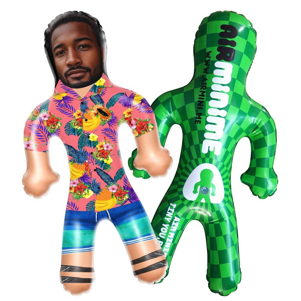 Personalized Blow Up Dolls Hawaiian Shirt Flowers and Fruits Funny Inflatable Man Printed Face for Party Favors