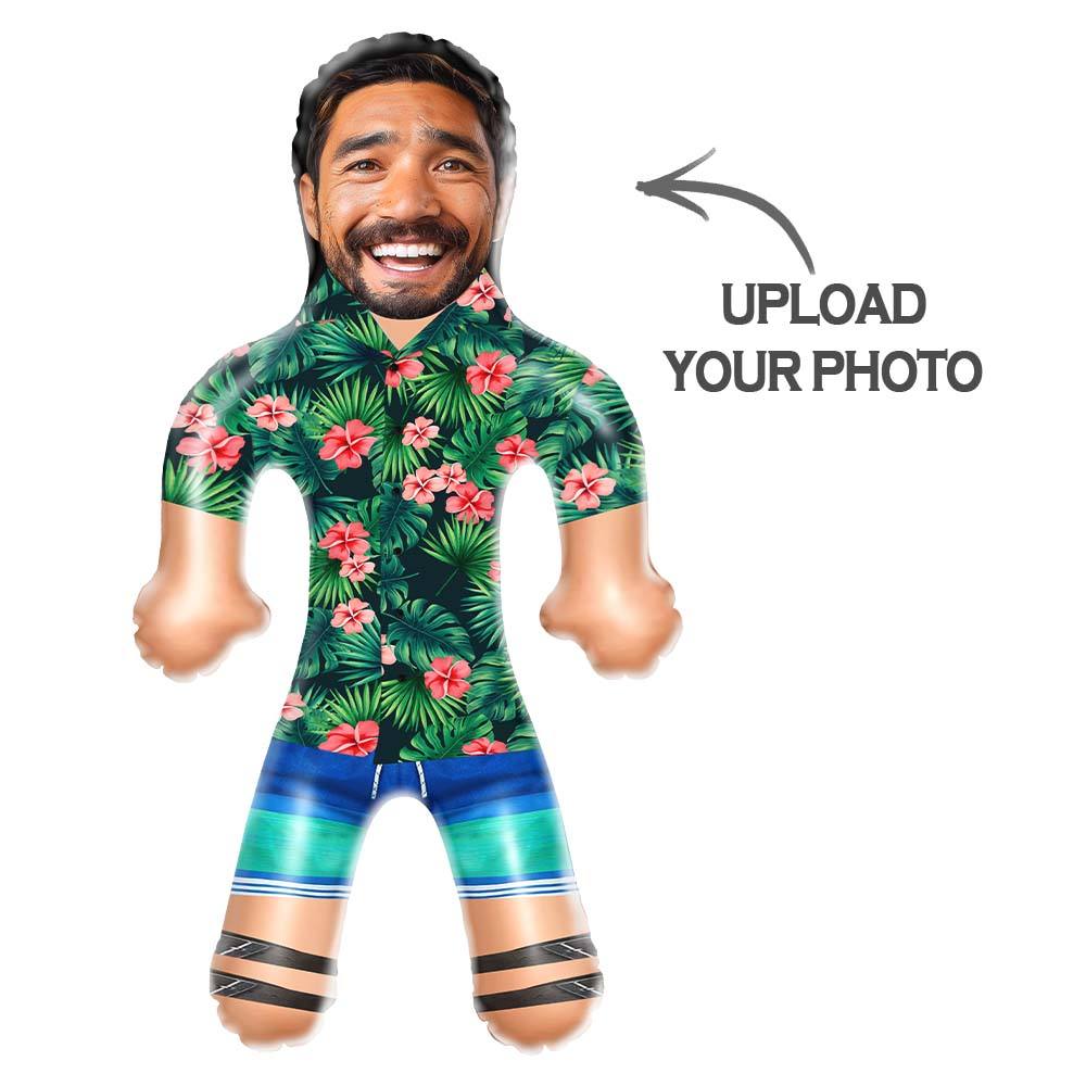 Personalized Blow Up Dolls Hawaiian Shirt Red Flowers Funny Inflatable Man Printed Face for Party Favors