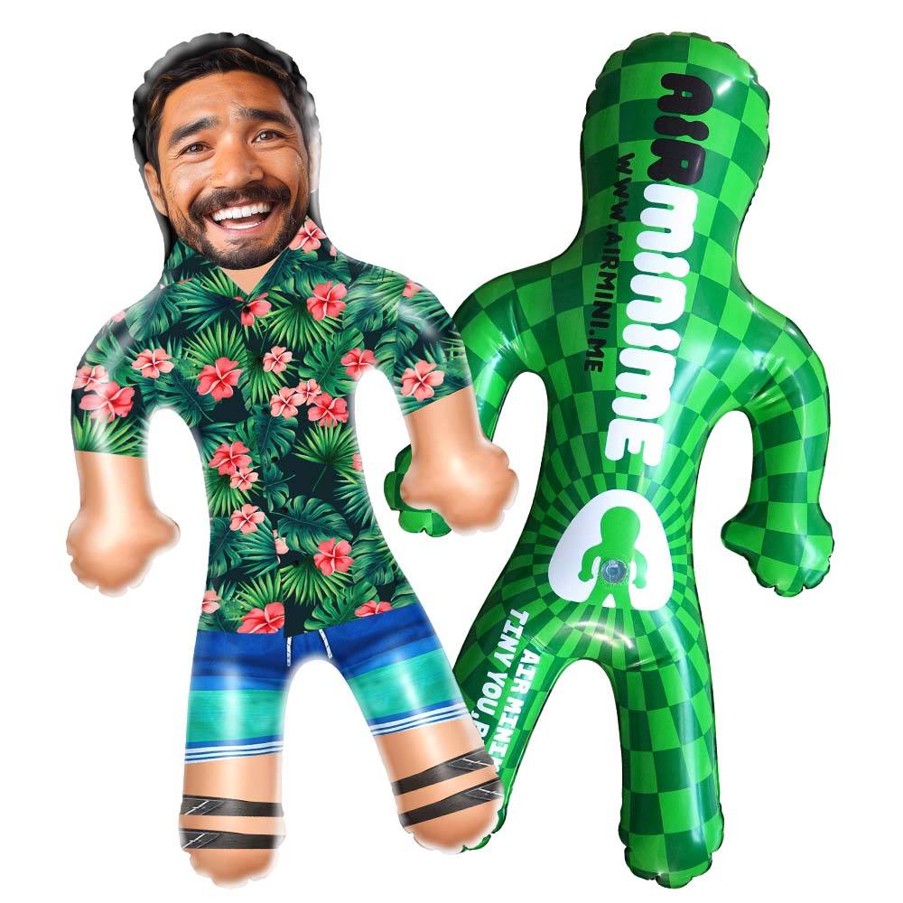 Personalized Blow Up Dolls Hawaiian Shirt Red Flowers Funny Inflatable Man Printed Face for Party Favors