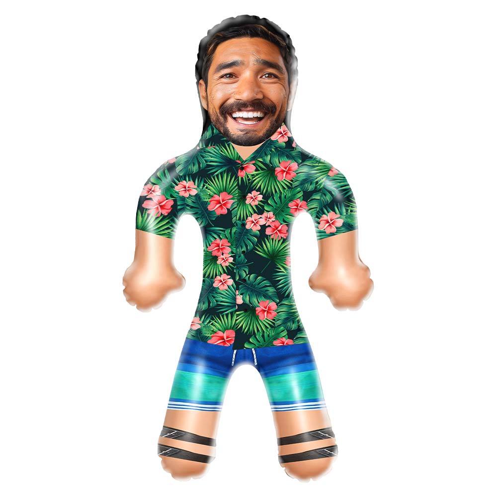 Personalized Blow Up Dolls Hawaiian Shirt Red Flowers Funny Inflatable Man Printed Face for Party Favors