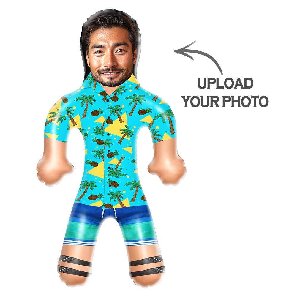 Personalized Blow Up Dolls Hawaiian Shirt Coconut Tree and Pineapple Funny Inflatable Man Printed Face for Party Favors