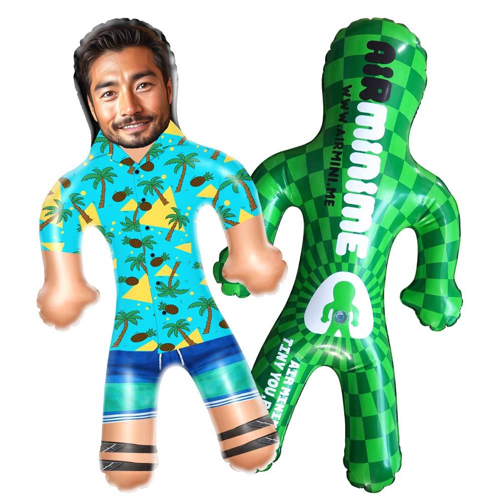 Personalized Blow Up Dolls Hawaiian Shirt Coconut Tree and Pineapple Funny Inflatable Man Printed Face for Party Favors