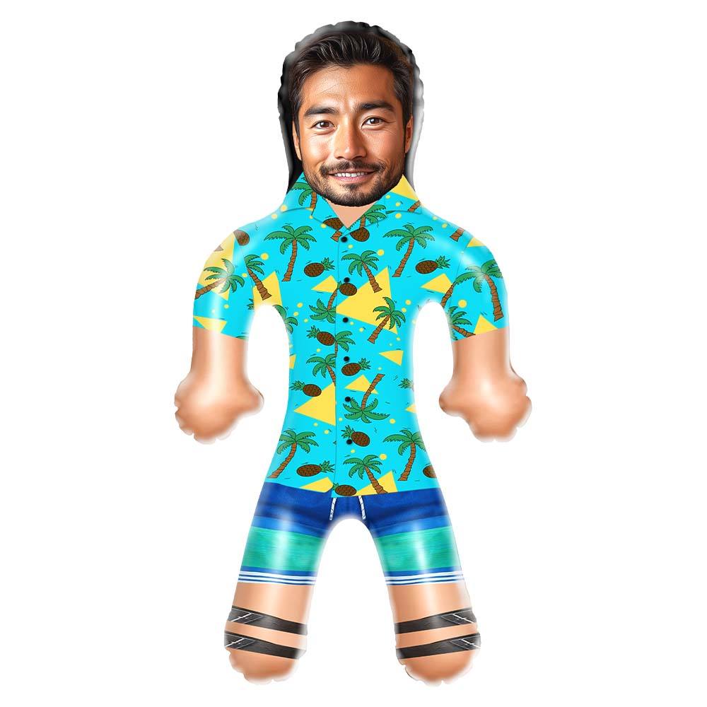 Personalized Blow Up Dolls Hawaiian Shirt Coconut Tree and Pineapple Funny Inflatable Man Printed Face for Party Favors