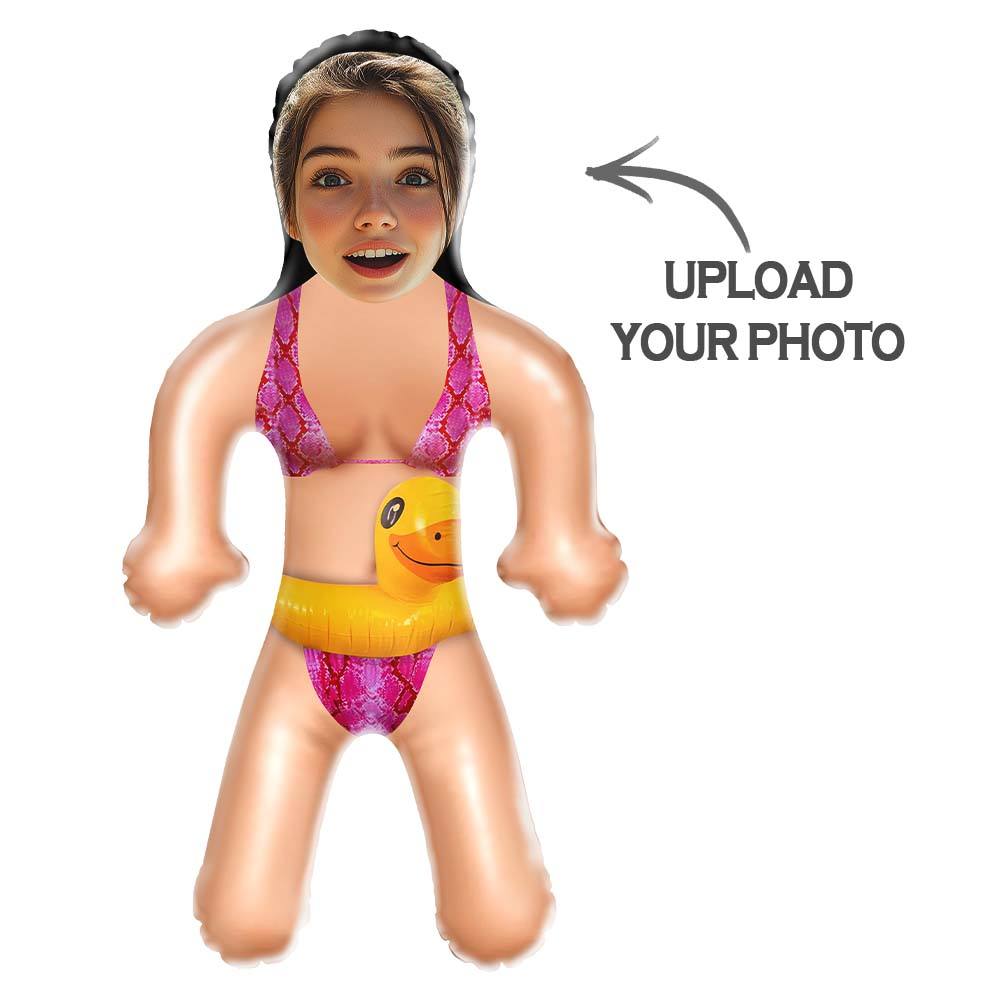 Custom Blow Up Dolls Bikini Girl with Rubber Duck Personalized Fun Beach Gift