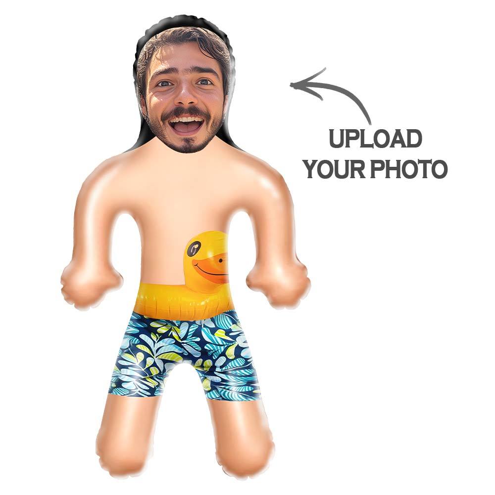 Custom Blow Up Dolls Swim Shorts Boy with Rubber Duck Personalized Fun Beach Gift