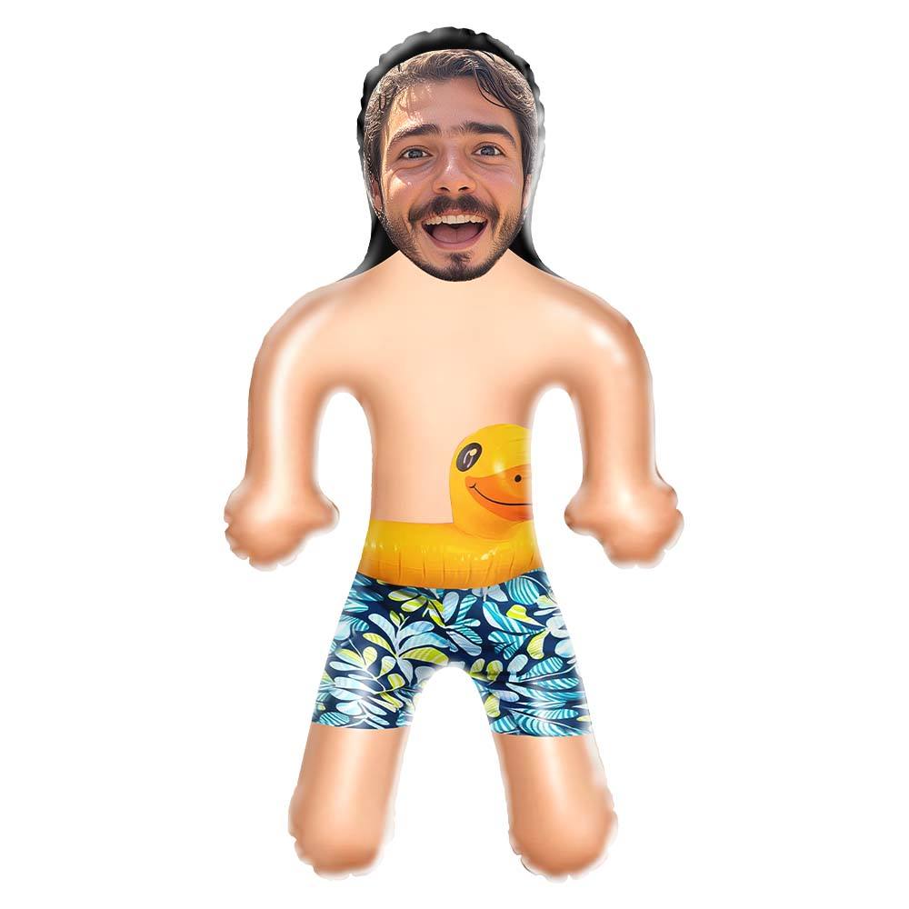 Custom Blow Up Dolls Swim Shorts Boy with Rubber Duck Personalized Fun Beach Gift