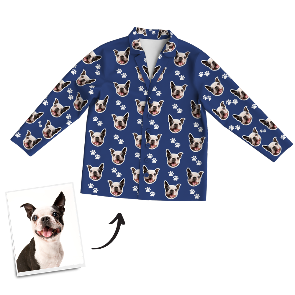 Custom Dog Photo Long Sleeve Pajamas, Sleepwear, Nightwear