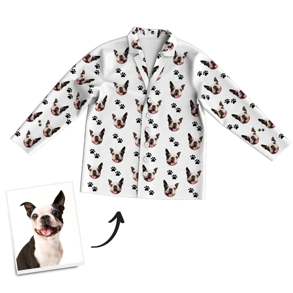 Custom Dog Photo Long Sleeve Pajamas, Sleepwear, Nightwear