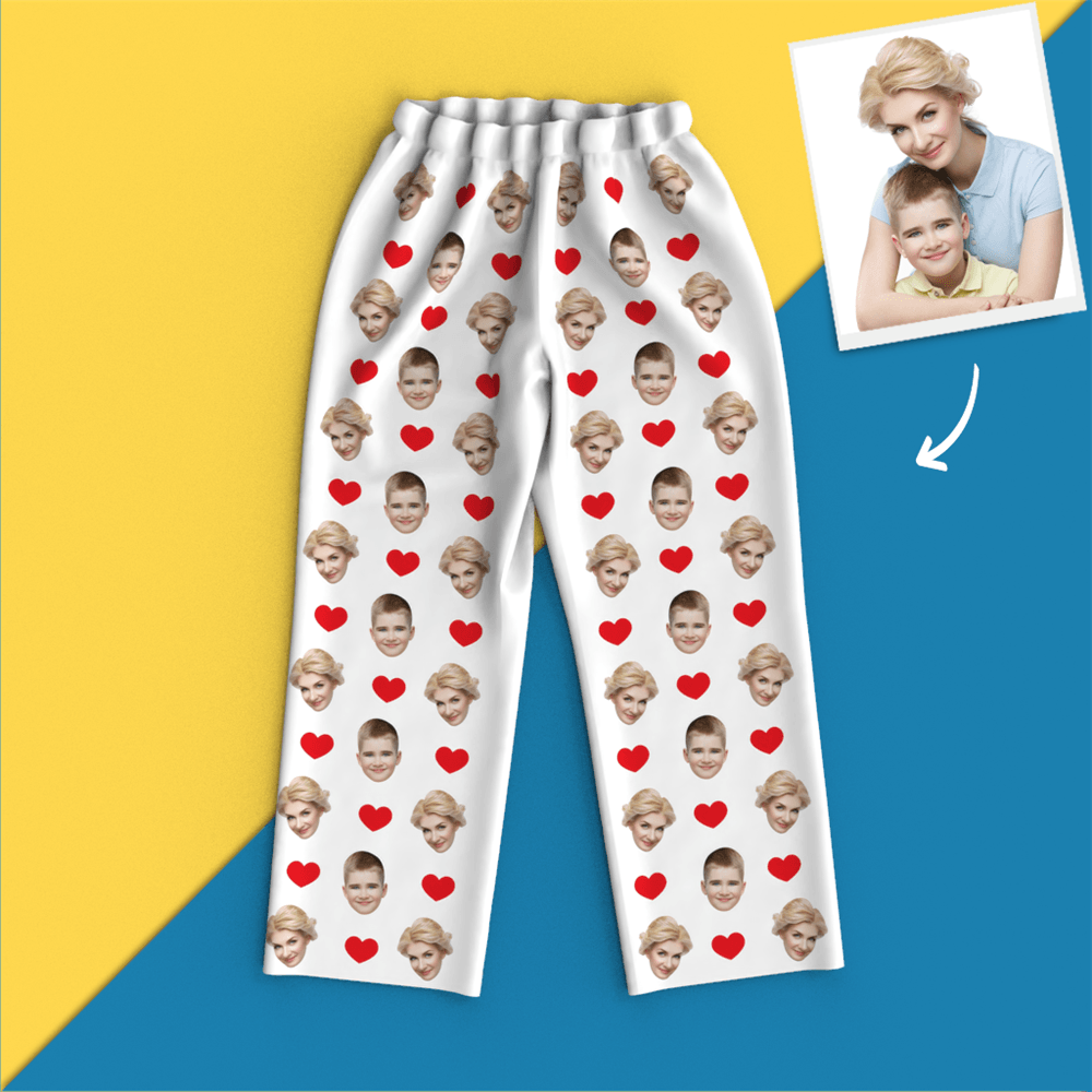 Custom Face Pajamas Long Sleeve Pajamas - Heart