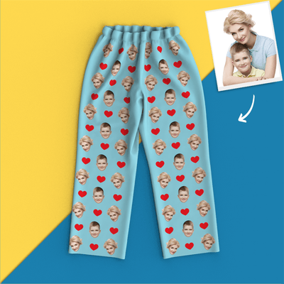 Custom Face Pajamas Long Sleeve Pajamas - Heart - mysiliconefoodbag