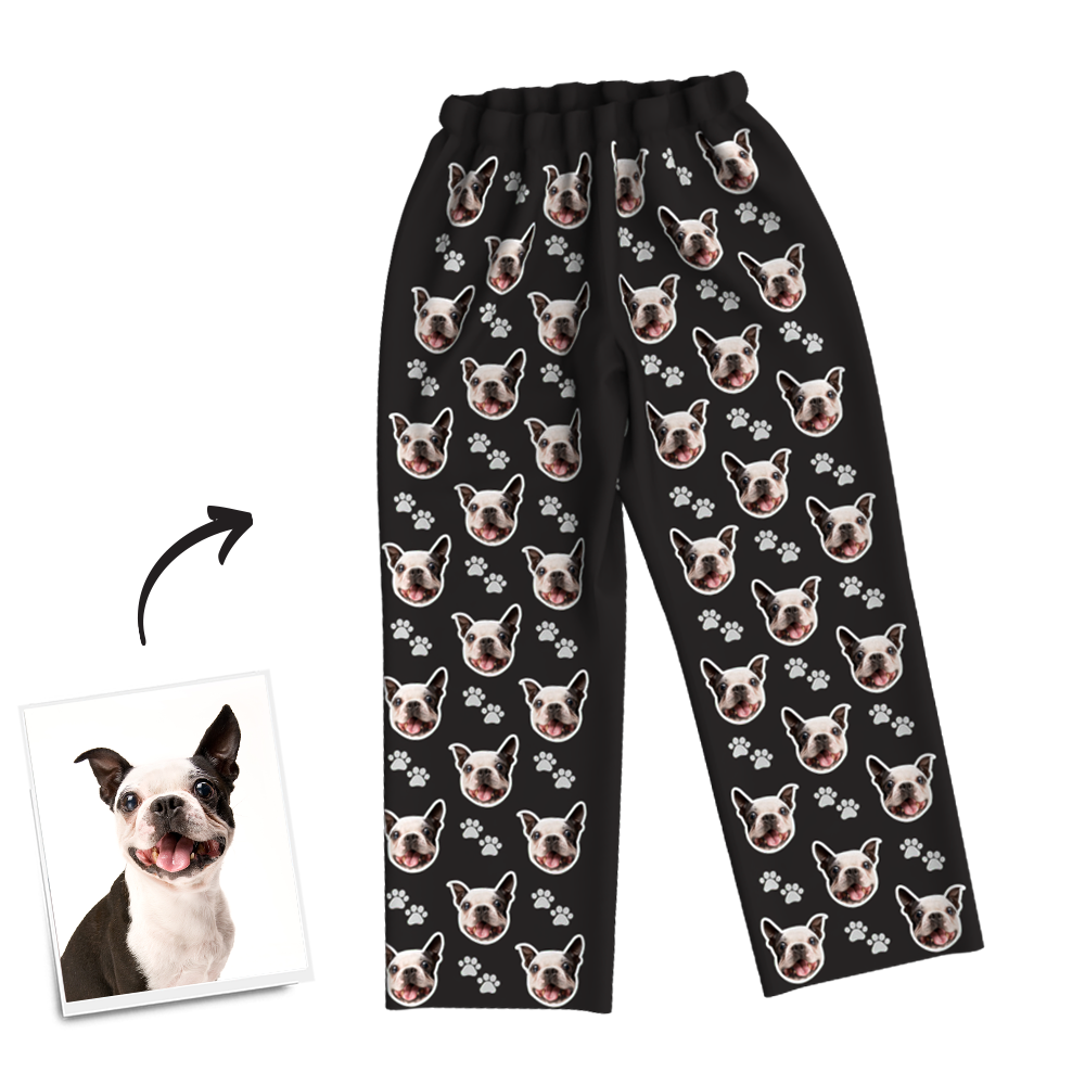 Custom Dog Photo Pajama Pants, Sleepwear, Nightwear