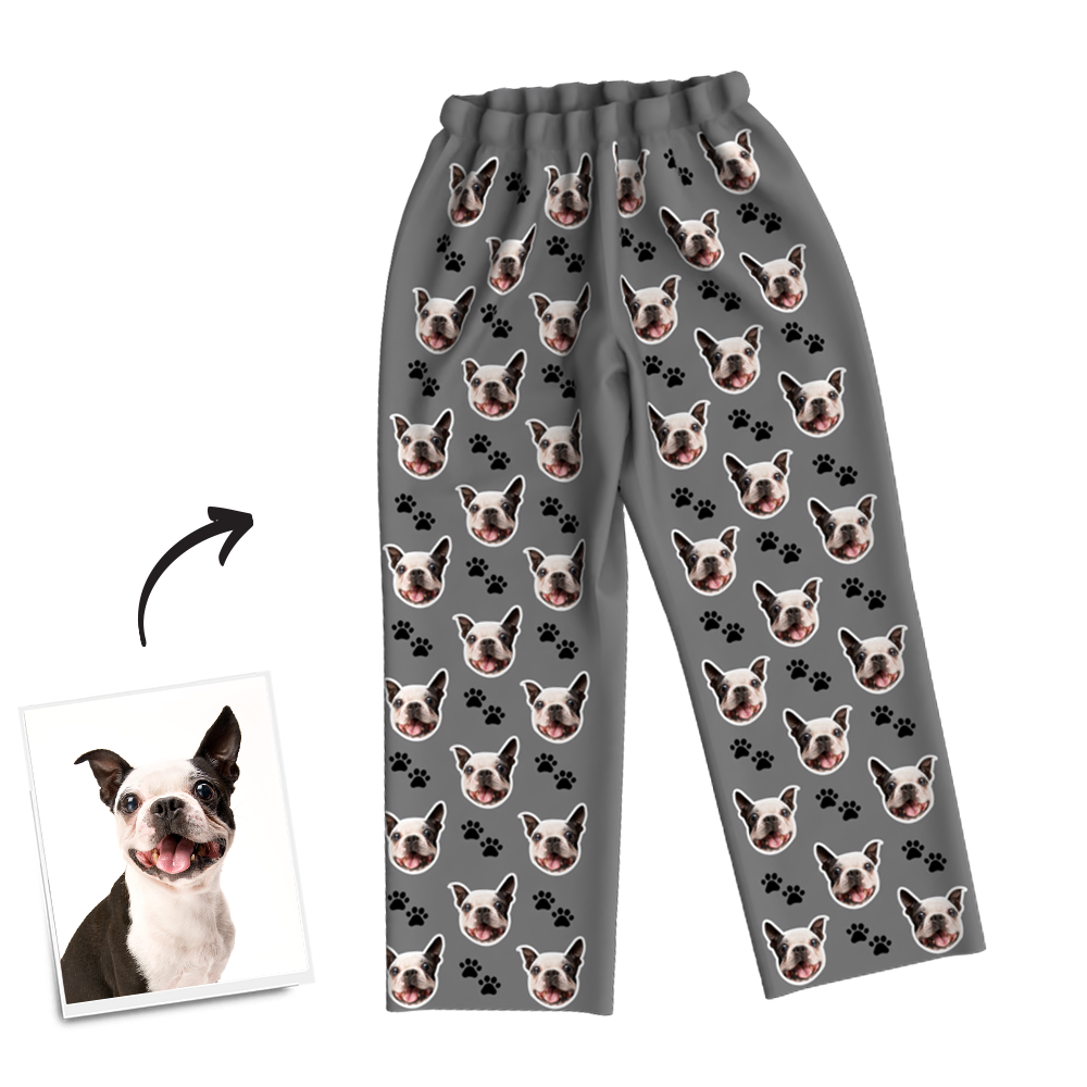 Custom Dog Photo Long Sleeve Pajamas, Sleepwear, Nightwear