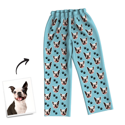 Custom Dog Photo Pajama Pants, Sleepwear, Nightwear - mysiliconefoodbag