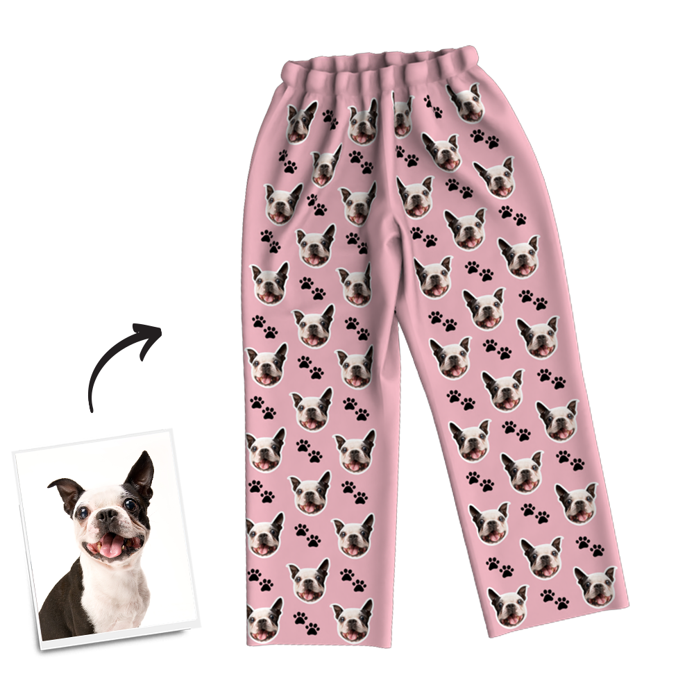 Custom Dog Photo Long Sleeve Pajamas, Sleepwear, Nightwear