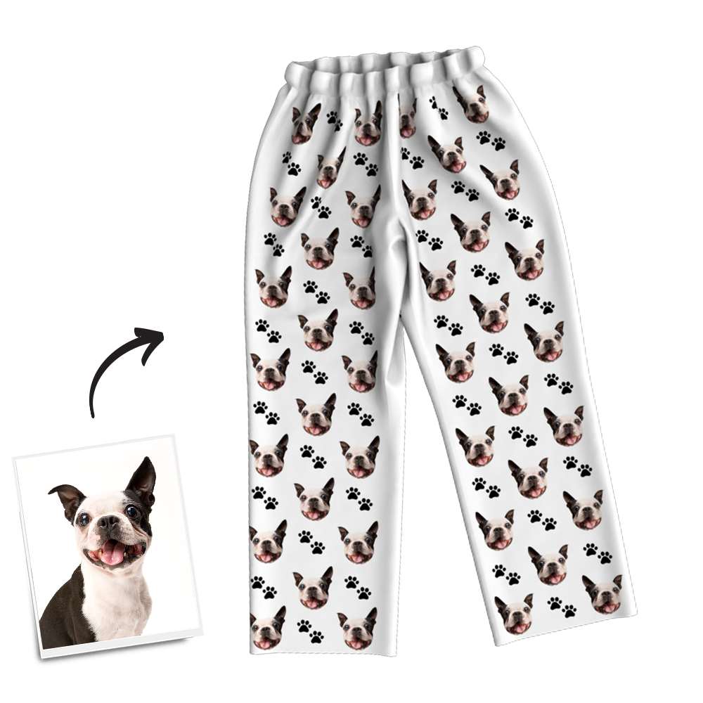 Custom Dog Photo Pajama Pants, Sleepwear, Nightwear