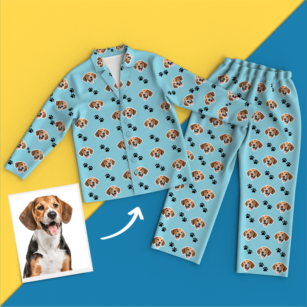 Custom Face Pet Footprint Long Sleeve Pajamas Leisure Wear