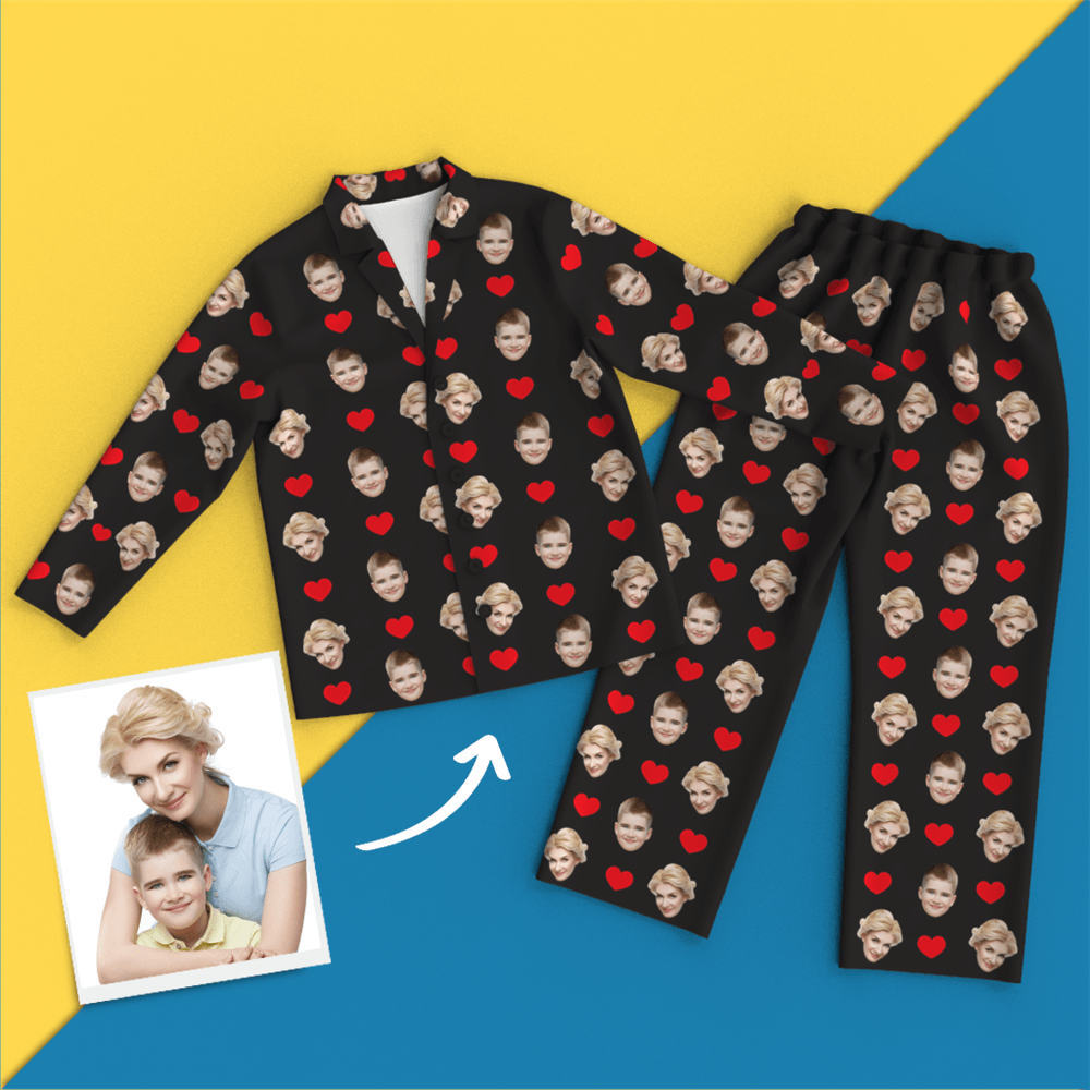 Custom Face Pajamas Long Sleeve Pajamas - Heart