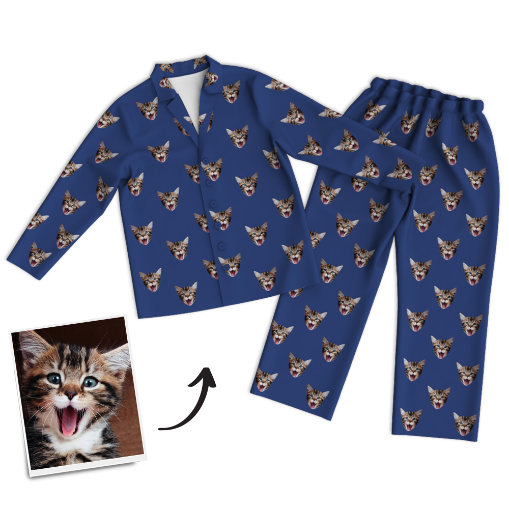 Custom Photo Long Sleeve Pajamas Sleepwear Nightwear