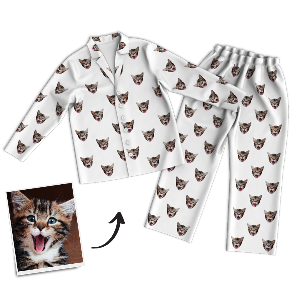 Custom Photo Long Sleeve Pajamas Sleepwear Nightwear