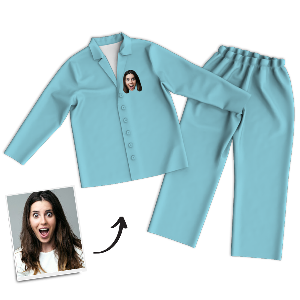 Custom Woman Photo Long Sleeve Pajamas, Sleepwear, Nightwear