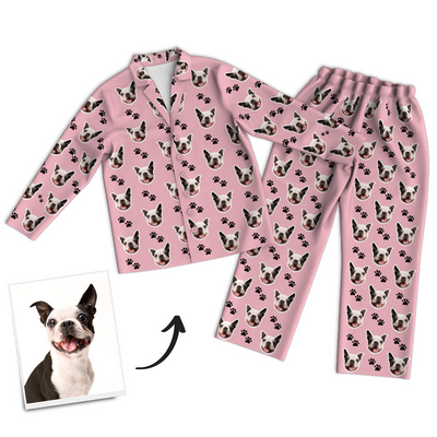 Custom Dog Photo Long Sleeve Pajamas, Sleepwear, Nightwear - mysiliconefoodbag