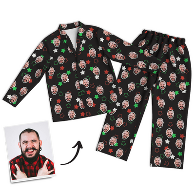 Custom Photo Long Sleeve Pajamas Custom Face Pajamas for Christmas Gifts - mysiliconefoodbag