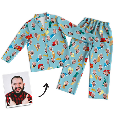 Custom Photo Long Sleeve Pajamas, Nightwear - mysiliconefoodbag