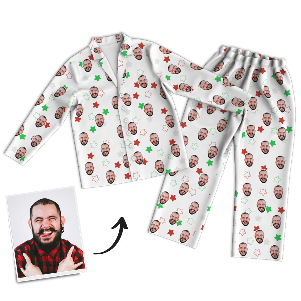 Custom Photo Long Sleeve Pajamas Custom Face Pajamas for Christmas Gifts