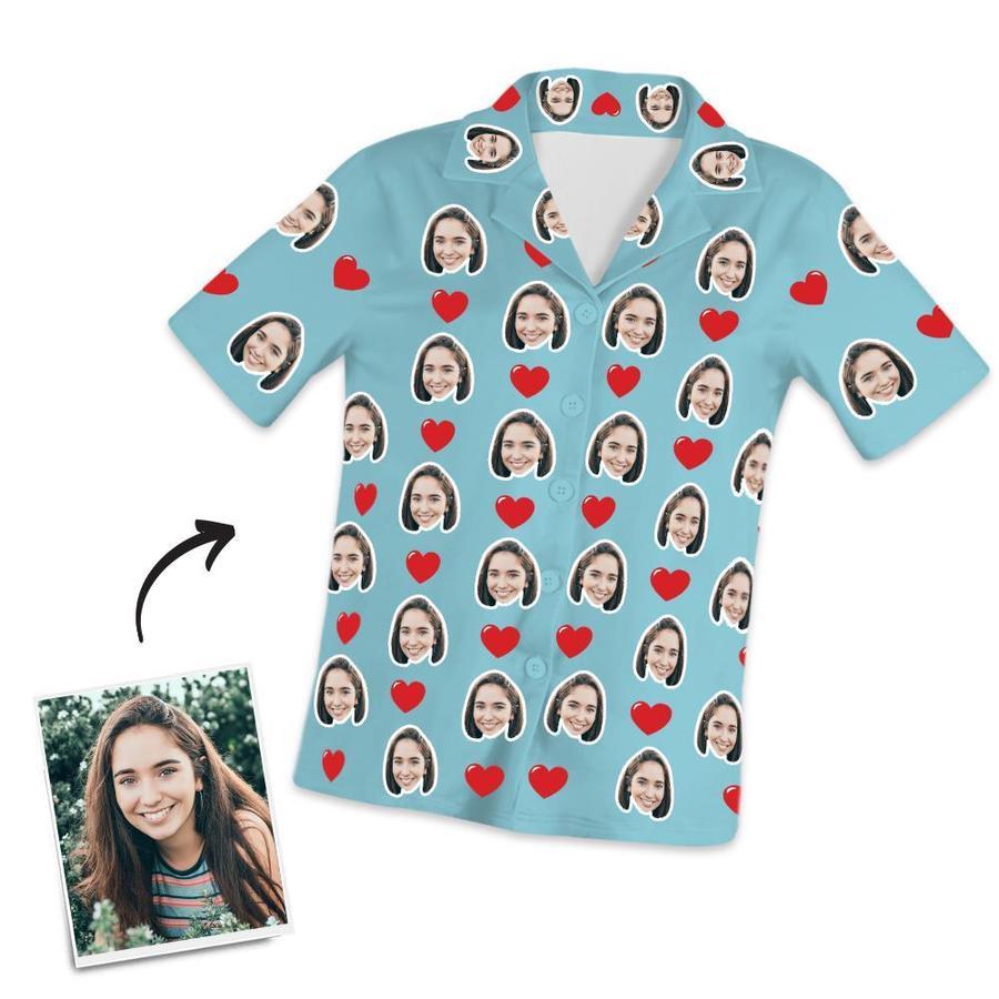 Customized Photo Short Sleeved Pajamas Home pajamas-Hearts