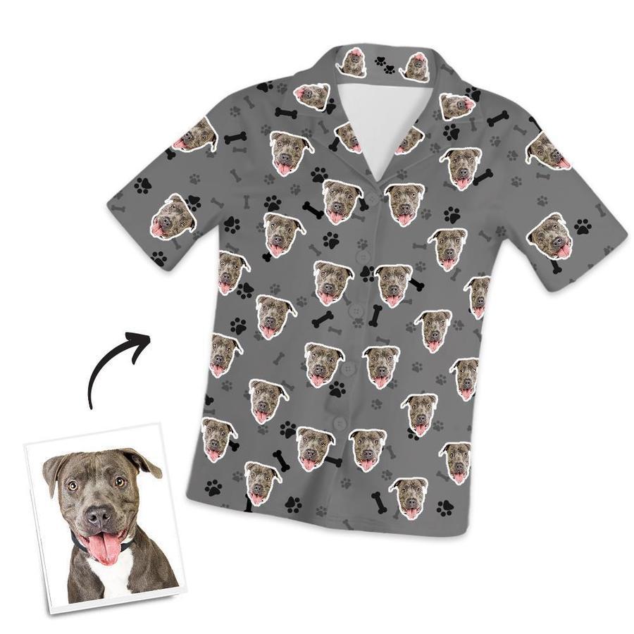 Custom Dog Face Short Sleeved Pajamas Personalised Pet Bone Pajamas