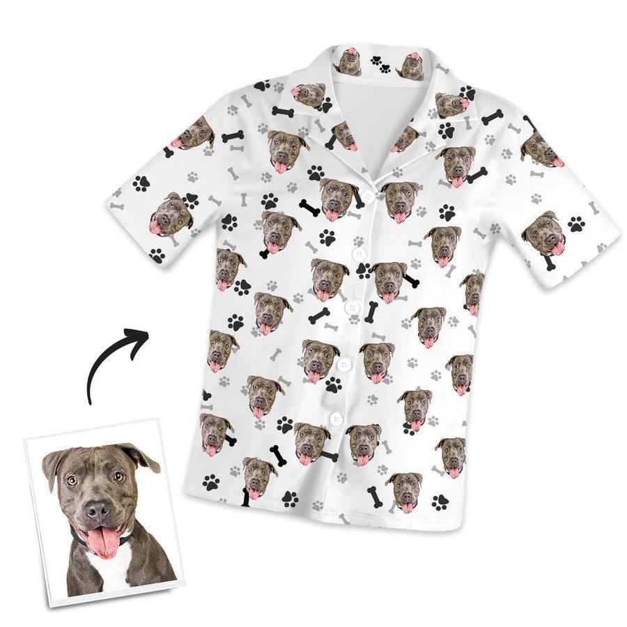 Custom Dog Face Short Sleeved Pajamas Personalised Pet Bone Pajamas