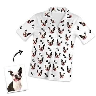 Custom Dog Face And Footprints Pajamas Personalised Photo Short Pajamas - mysiliconefoodbag