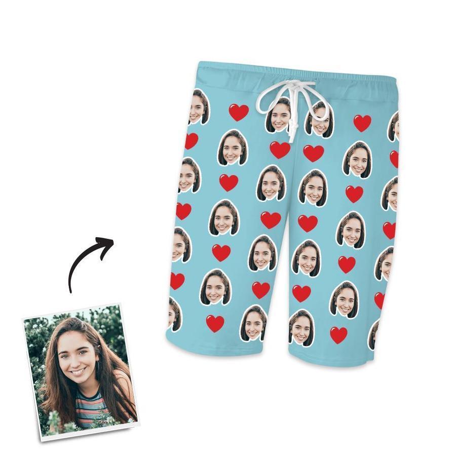 Customized Photo Face Short Sleeved Pajamas - Hearts