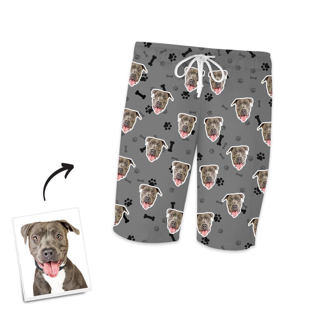 Christmas Gifts Custom Pajamas with Dog Face Bones And Footprints Short Sleeved Pajamas