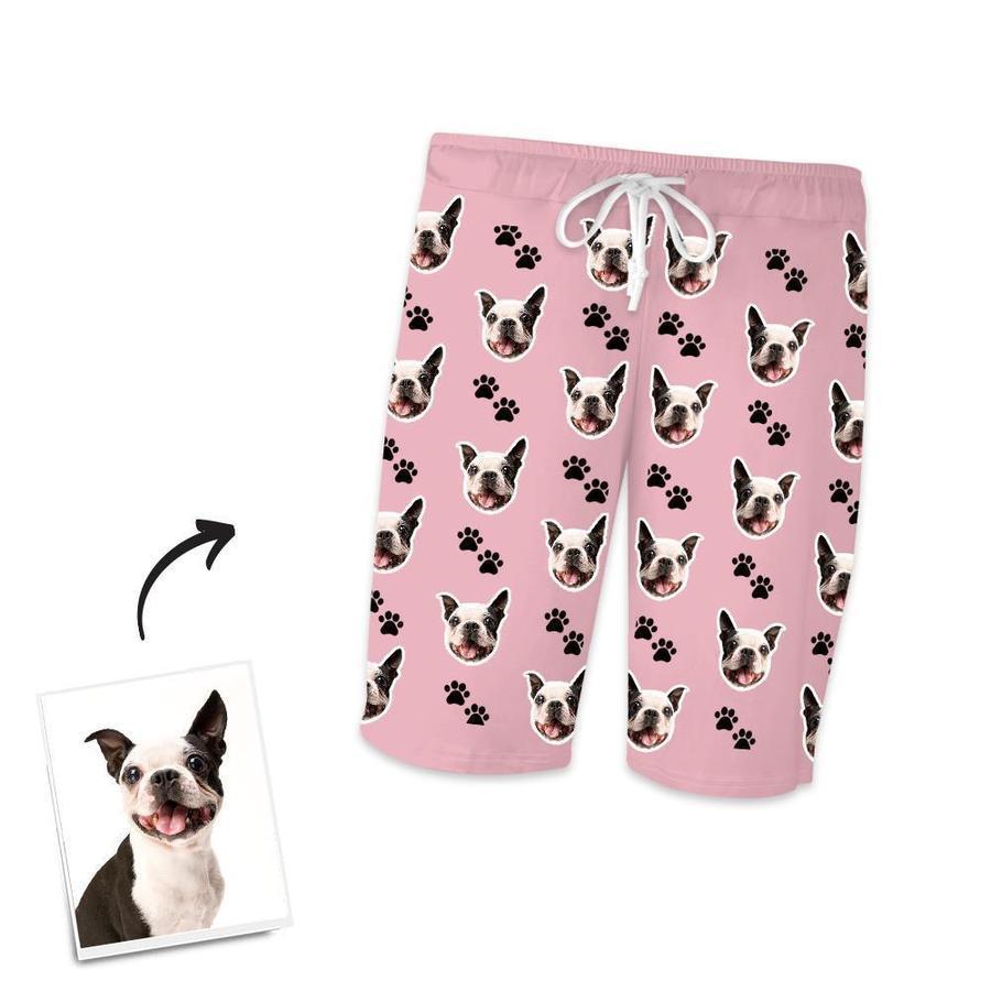 Custom Face Dog Footprints Short Pajama Pants A Funny Gift