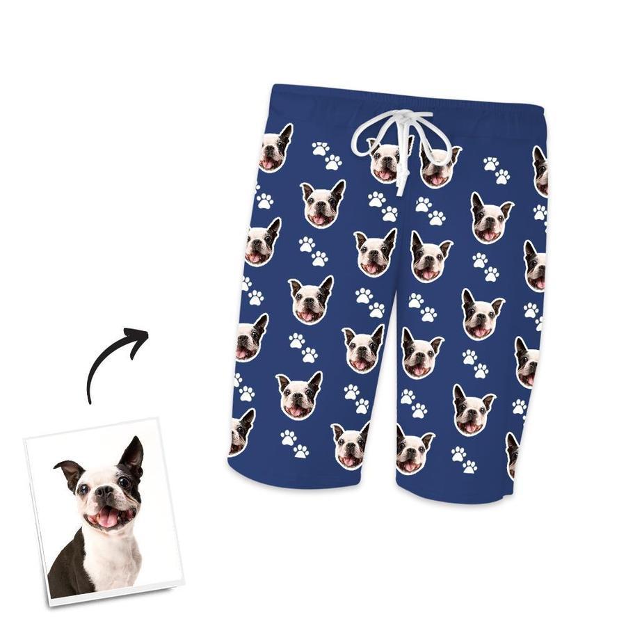 Custom Dog Face And Footprints Pajamas Personalised Photo Short Pajamas