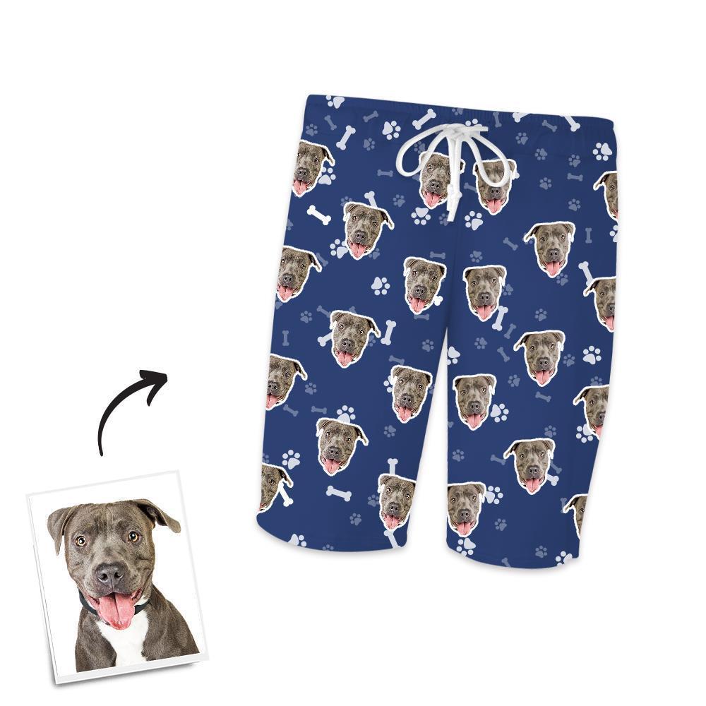 Christmas Gifts Custom Pajamas with Dog Face Bones And Footprints Short Sleeved Pajamas