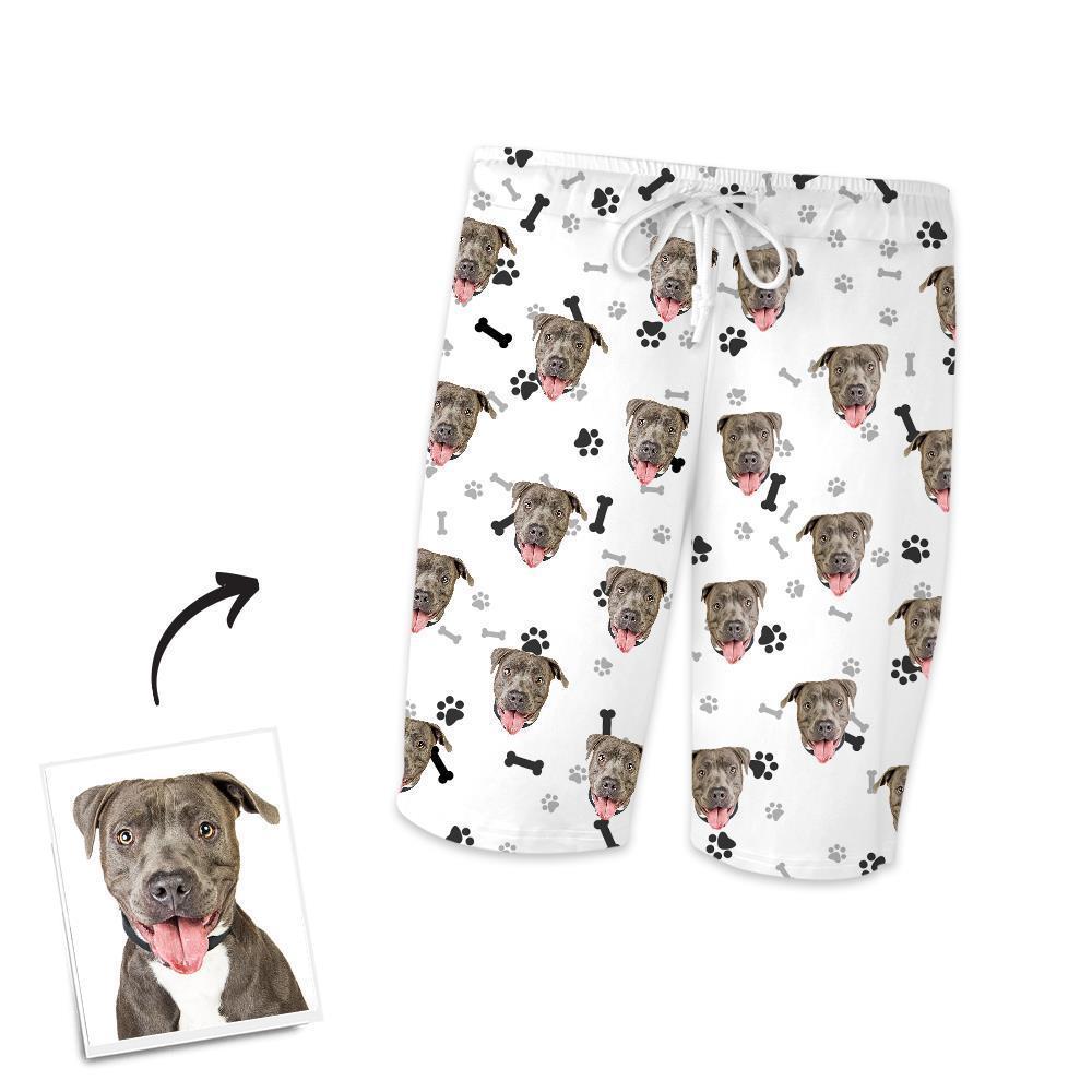 Christmas Gifts Custom Pajamas with Dog Face Bones And Footprints Short Sleeved Pajamas