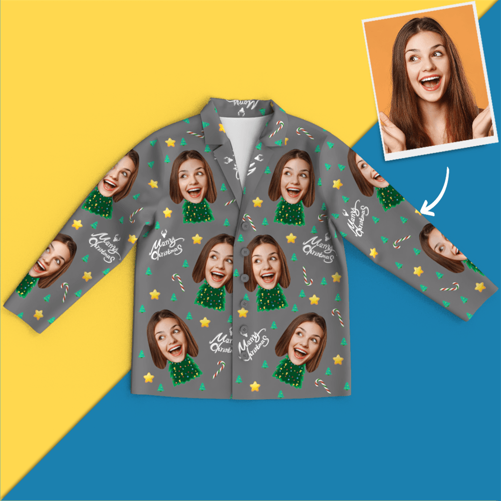 Christmas Gifts Custom Face On Pajamas Christmas Tree Pajamas