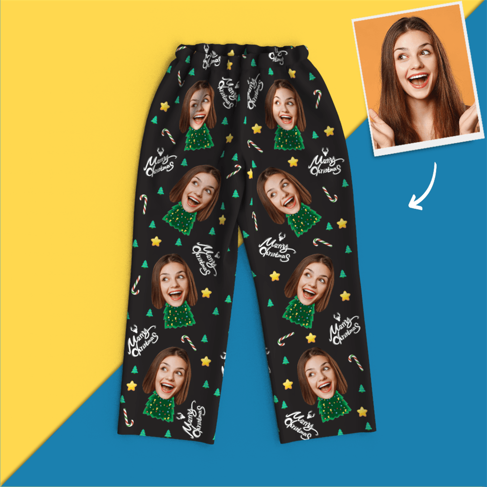 Christmas Gifts Custom Face On Pajamas Christmas Tree Pajamas